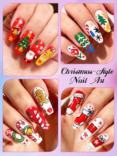 EBANKU 24 Colors Nail Art Pens Double Head Quick-Drying Markers for DIY Nail Design (Variation B)