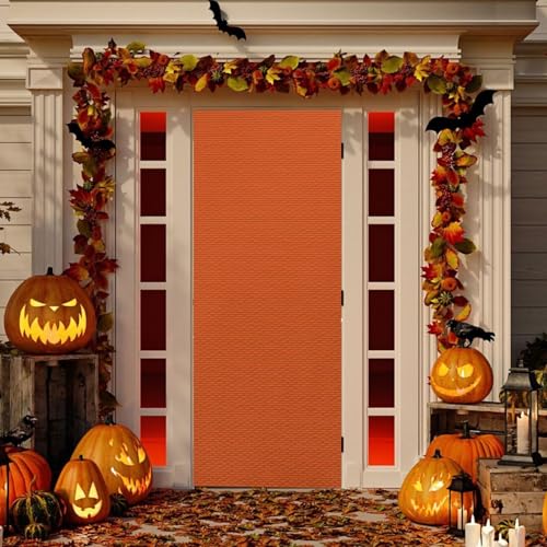 Orange Holiday Door Cover - 32x79 Inch Stretch Fabric Backdrop