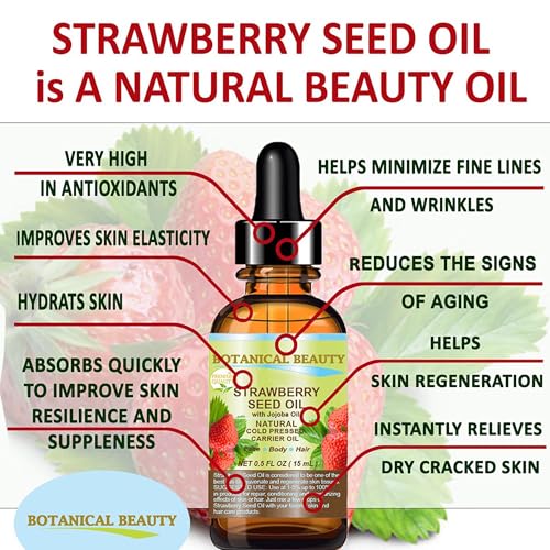 Botanical Beauty 100% Pure Strawberry Seed Oil - Cold Pressed Face & Hair Oil
