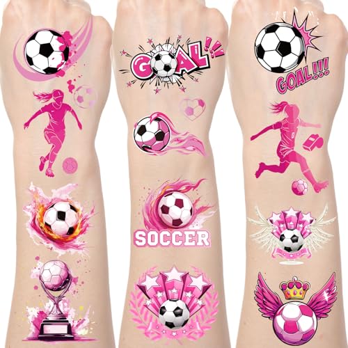 Pink Soccer Temporary Tattoos - 200+ Soccer Birthday Party Favors & Decorations