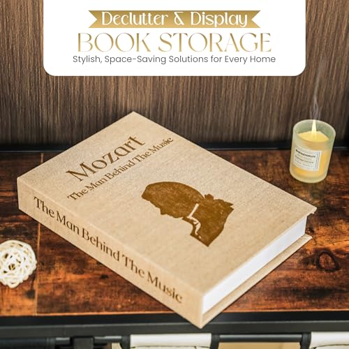 Faux Decorative Coffee Table Books Set of 2 - Linen Storage Box