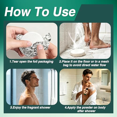 Pjordo Shower Steamers & Body Powder Gift Set for Men, Aromatherapy Spa