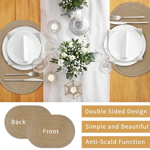 JeogYong Oval Placemats Set of 2 | Washable & Heat-Resistant 14x20