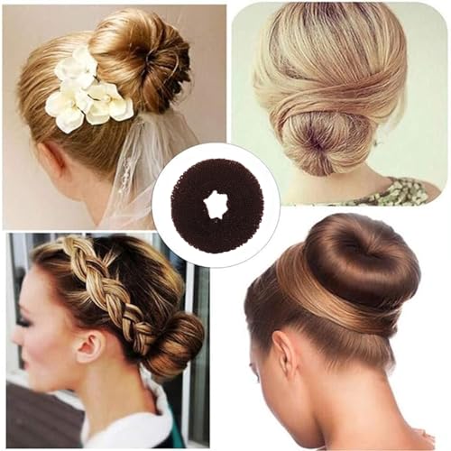 10-Piece Hair Bun Maker Set - Brown Donut Bun Tools for Women & Kids