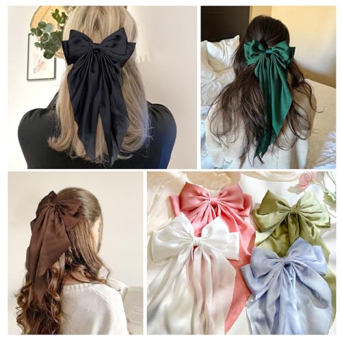 TOKUFAGU 10 Colors Big Hair Bows for Women & Girls - 10 Colors B Large 15 Inch Clip Barrettes