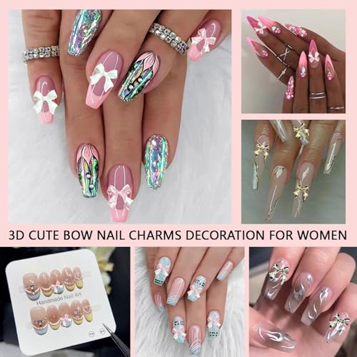 3D Nail Charms Kit with Bow and Flower Designs - 14 Grids