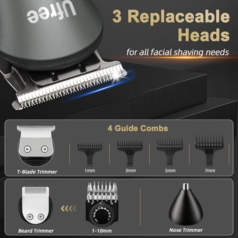 Ufree Beard Trimmer for Men with Hair Clipper, Professional Hair Clippers for Men and Hair Trimmers, Cordless Electric Razor Mens Grooming Kit for Nose, Face, Ear, Body, Gifts for Men Husband Father