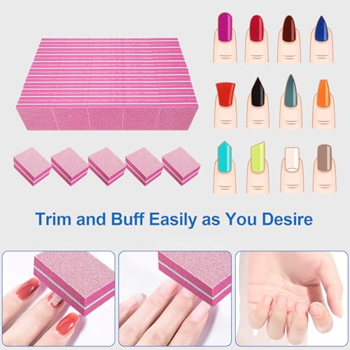 80/80 Grit Nail Buffers - Mini Nail Files for Acrylic & Natural Nails (50 Pack)