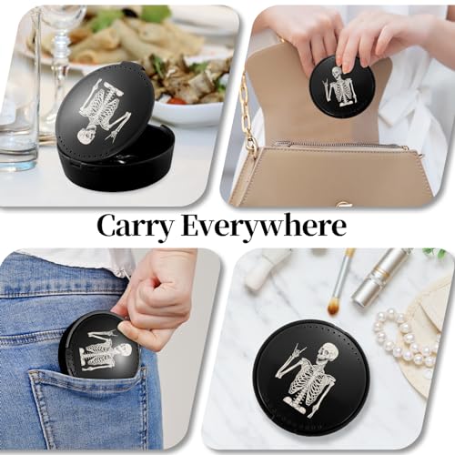 Portable Black Skull Retainer Case with Mirror & Ventilation