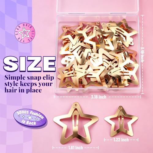 YGDZ 30 PCS Gold Star Hair Clips Set - Y2K Hair Accessories