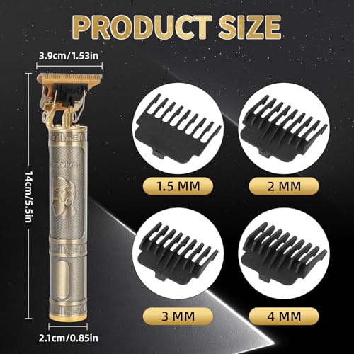 ODJSY Barber Professional Hair Clipper for Men - T-Blade, 4 Guide Comb, USB-C Rechargeable, Metal Body