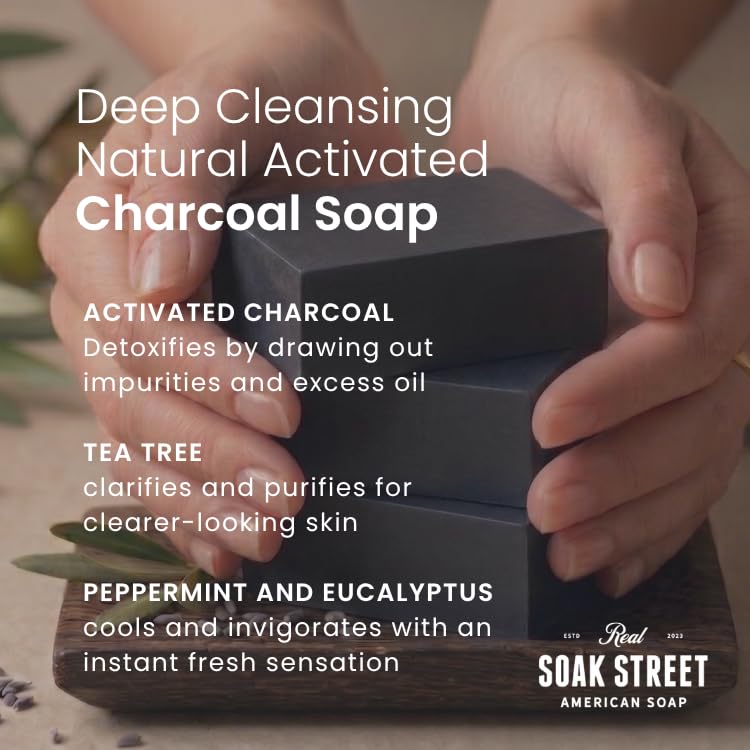 Activated Charcoal & Tea Tree Oil Soap – 3 Pack Natural Bar