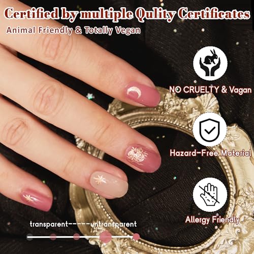 GelMala Semi Cured Gel Nail Strips - Long-Lasting Cosmic Astrology Edition, Easy Application for Beginners