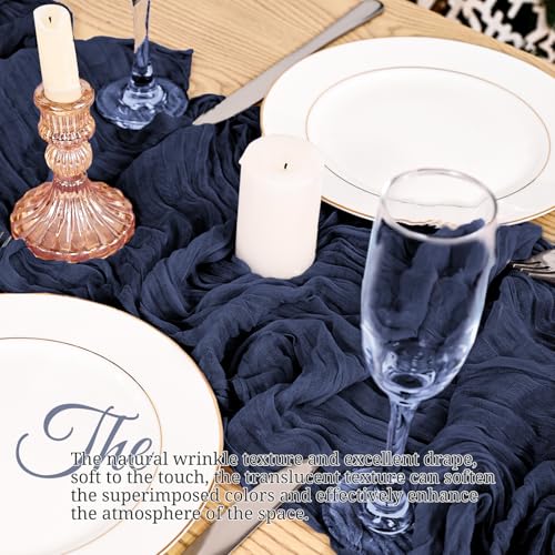 Navy Blue Cheesecloth Table Runner Set - 4 Pack, 17 x 108 Inches