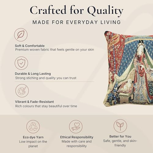 Signare 18x18 Inch Lady Unicorn Tapestry Cushion Cover