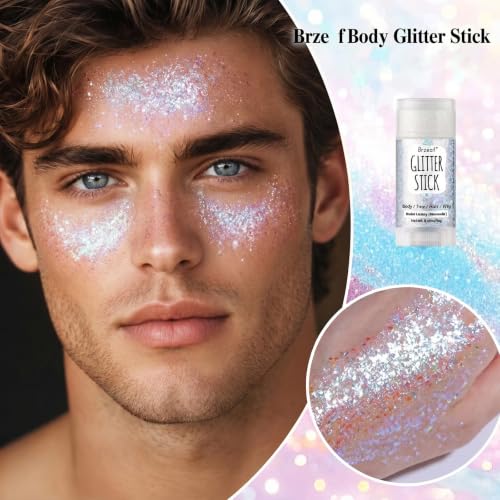 Brzeaf Mermaid Body Glitter Stick - Long Lasting Face & Body Makeup for Parties