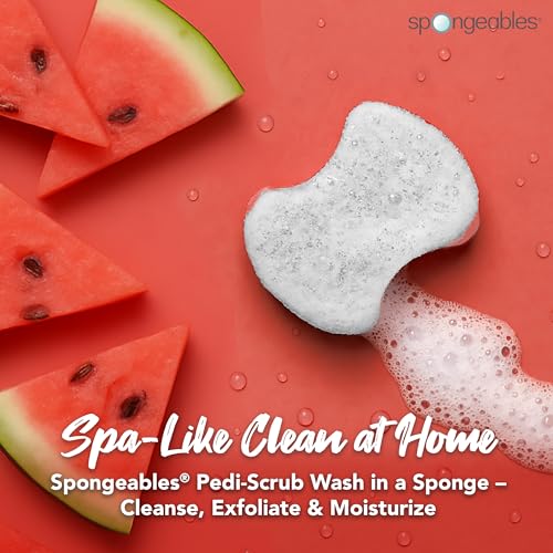Spongeables Pedi Scrub Exfoliating Foot Sponge - Watermelon, 3 Count