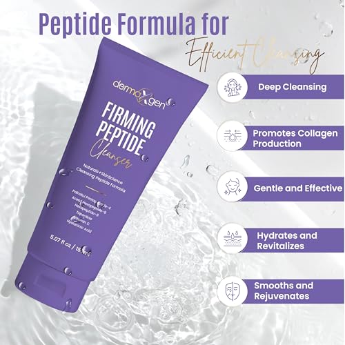 Multi-Peptide Facial Cleanser with Vitamin C & Hyaluronic Acid - Gentle Anti-Aging Cleanser for All Skin Types