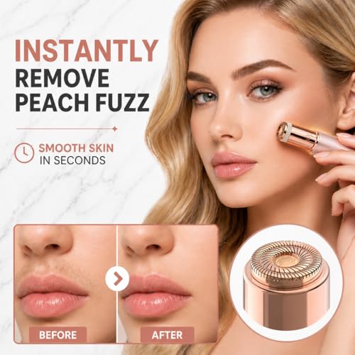 2-in-1 Facial Hair Remover for Women Rechargeable Eyebrow & Nose Trimmer | Portable facial shaver for eyebrows, nose, lip and chin with USB rechargeable convenience for easy touch-ups.