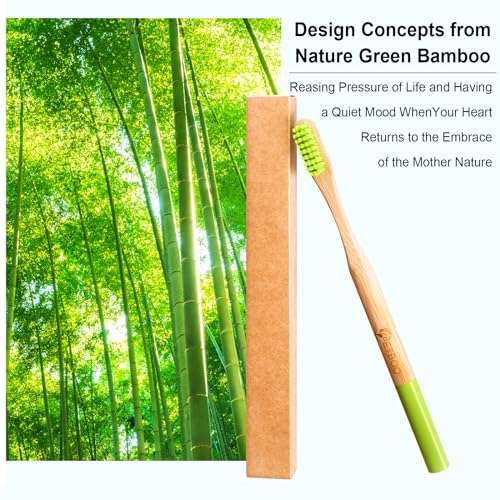 Eco-Friendly Bamboo Toothbrushes - 10 Pack with Soft Bristles