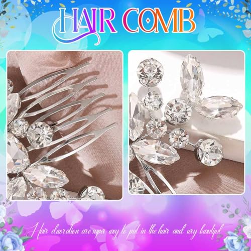Silver Rhinestone Hair Comb for Women - Catery Wedding Hair Piece