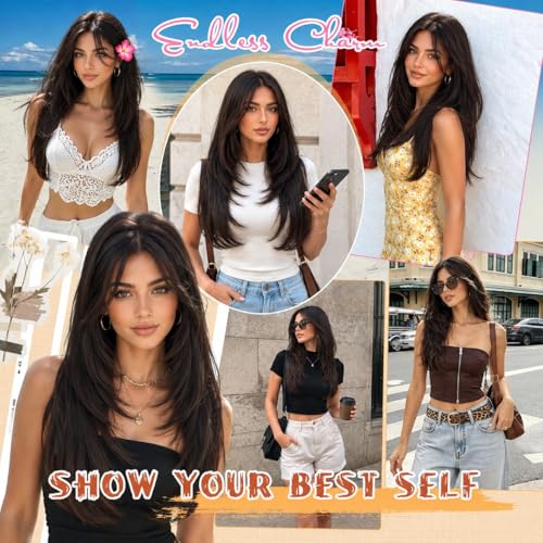 Civrie 28-Inch Long Straight Brown Lace Front Wig - Glueless Natural Look