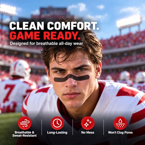 WENTIYA Eye Black Stickers – 48 Pairs Breathable Sports Eyeblack for Baseball & Football