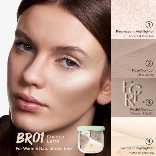 FOCALLURE 4-in-1 Highlighter and Contour Palette - Sculpting Face Powder