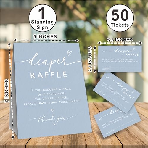 Diaper Raffle Tickets & Blue Sign for Baby Shower Games