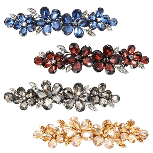 Jakeni Rhinestone Bridal Hair Clips Q1 - Sparkly Crystal Hair Barrettes for Wedding & Formal Wear