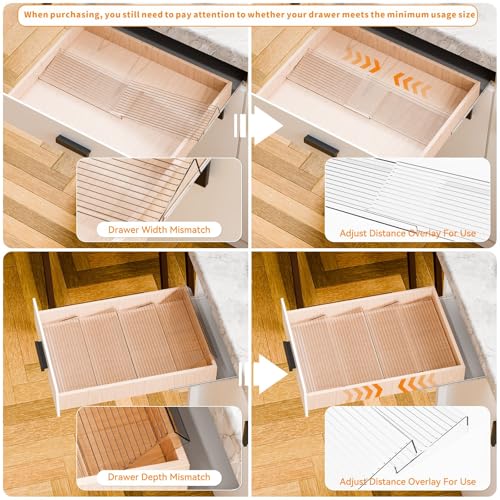 Expandable In-Drawer Spice Organizer - 4 Pack Clear Acrylic