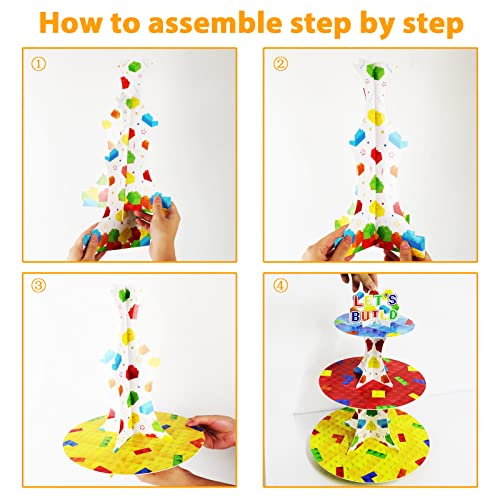 Building Block Cupcake Stand with 24 Cupcake Toppers - 3-Tier Party Decor