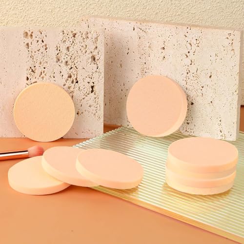 12-Pack Round Makeup Sponges for Foundation & Concealer - Skin Color