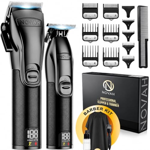 Novah¢ç Professional Hair Clippers for Men, Professional Barber Clippers and Trimmer Set, Mens Cordless Hair Clipper for Barbers Haircut Kit Fade