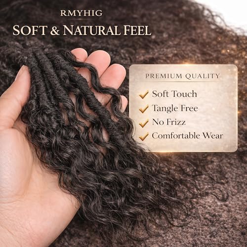 RMYHIG Goddess Locs Crochet Hair 1B, 18 Inch - 8 Packs for Braiding