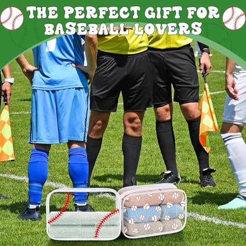 12 Pcs Baseball Clear Makeup Bags with Zipper - Waterproof Travel Case