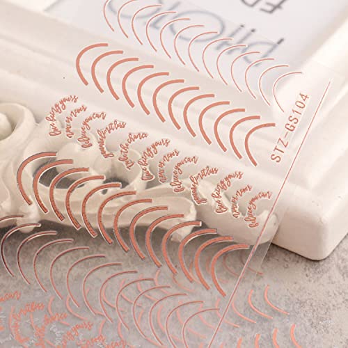 Vezocim Line French Wavy Nail Art Stickers - Gold, Silver & Rose Gold Self-Adhesive Decals for Manicure, Variation: Line