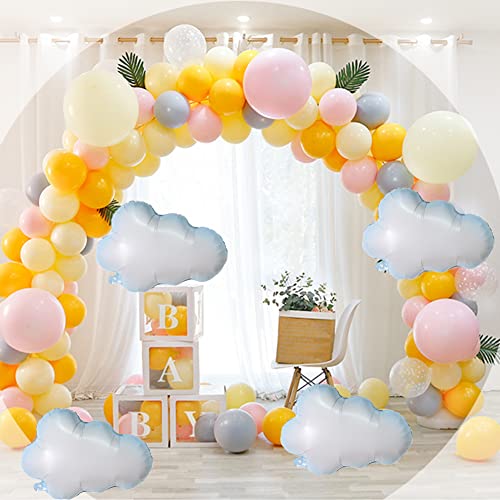 12 White Cloud Foil Balloons for Baby Shower & Birthday Parties