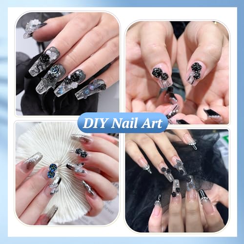850-Piece 3D Nail Art Charms Kit with Rhinestones & Pearls