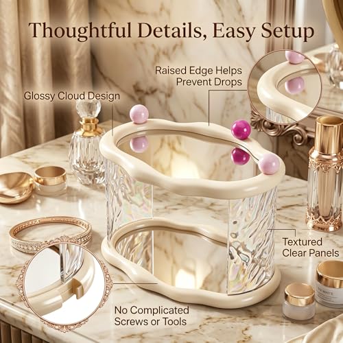 A CENTER White 2-Tier Clear Acrylic Makeup & Jewelry Organizer