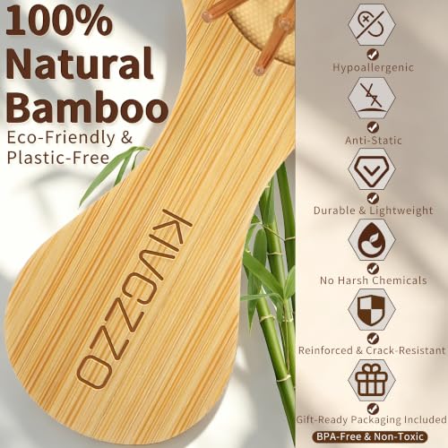 Mini Bamboo Hair Brush Set - 2 Pack Travel Detangling & Boar Bristle Comb for Women Men Kids