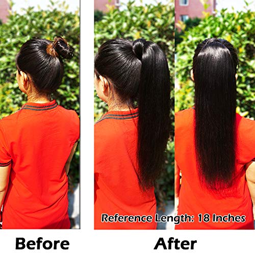 Alisfeel 12-Inch Straight Human Hair Wrap Around Ponytail Extension