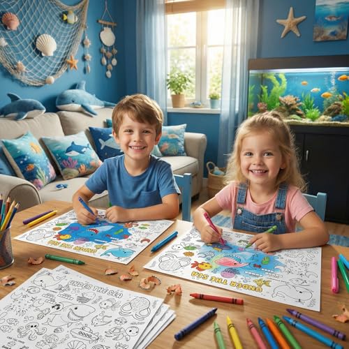 45 Under The Sea Disposable Coloring Placemats for Kids