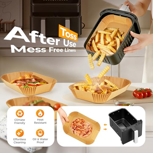 125Pcs Disposable Air Fryer Liners for Dual Basket - 8.6x5.5in