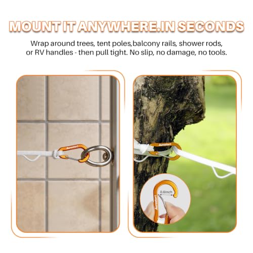 Portable Clothesline with Clips - 16.5 FT Travel Laundry Line