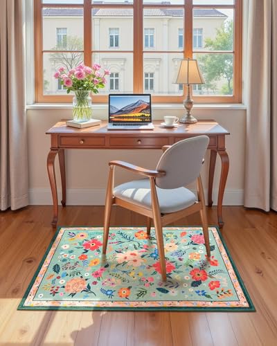 Macgace 2x3 Floral Rug - Washable Non-Slip Entryway Carpet for Girls Bedroom