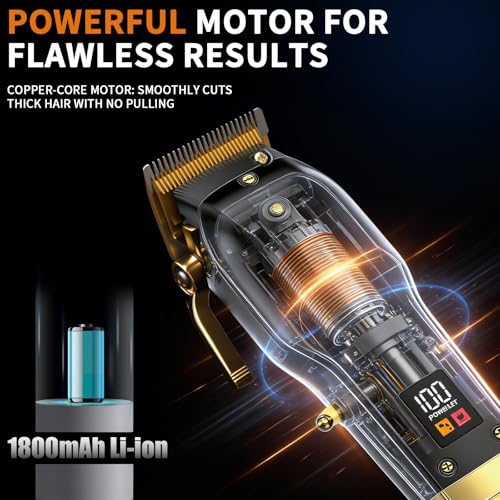 Elehomyou Cordless Hair Clippers Kit with 8 Color-Coded Guards & LED Display