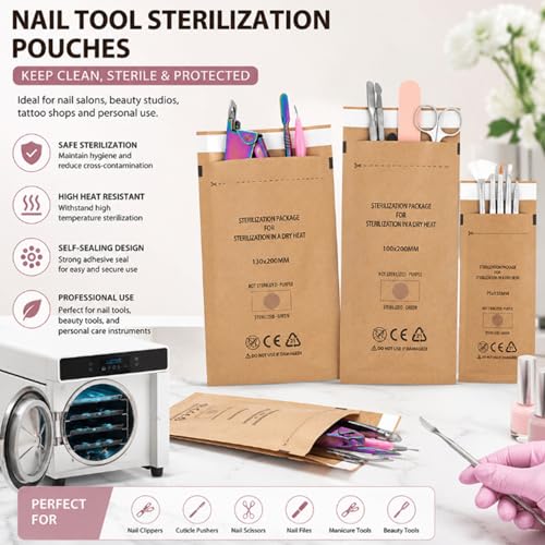 100 PCS Self-Sealing Sterilization Pouches 3.9x7.9" - Dental & Nail Tools