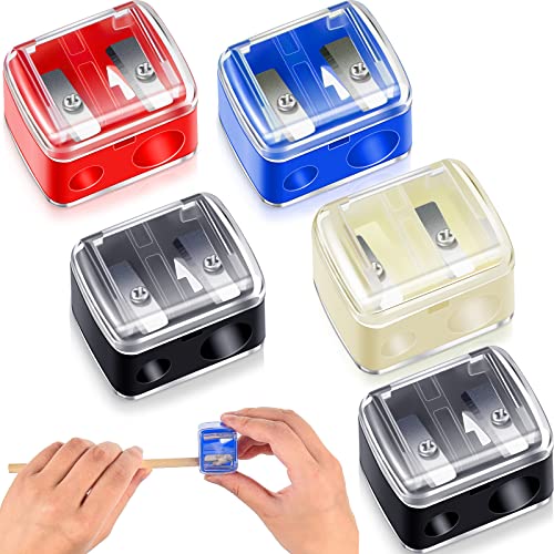 Chuangdi 5 Pack Dual Hole Makeup Pencil Sharpeners for Eyeliner & Lip Liner