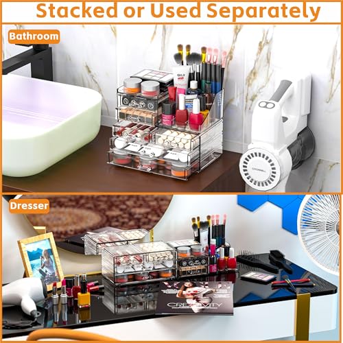 Cq Acrylic 6-Drawer Stackable Makeup Organizer for Vanity & Bathroom
